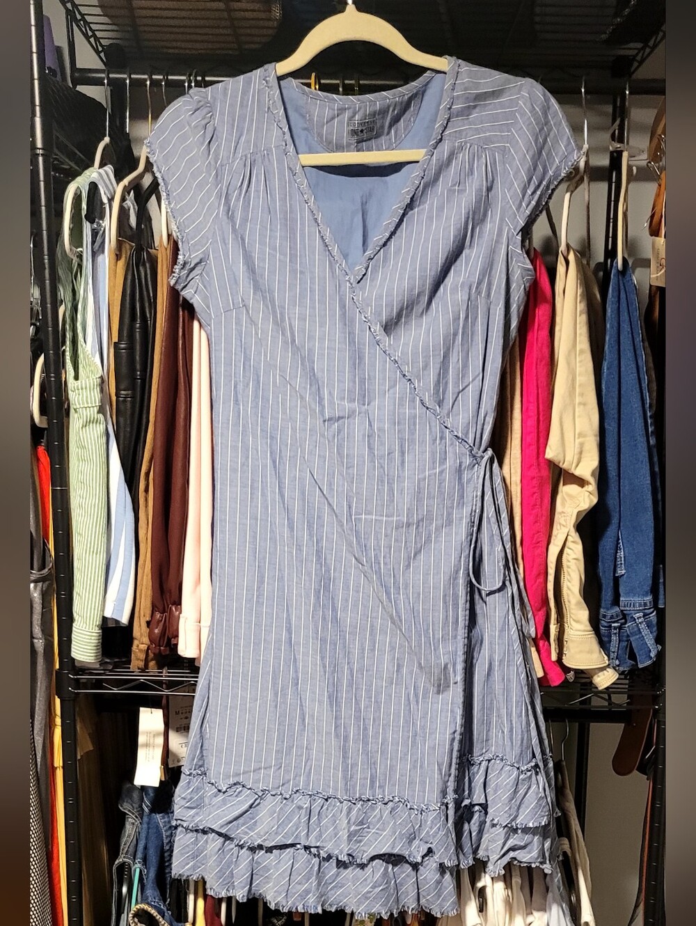 Converse Light Blue Pinstripe Wrap Dress-Style Skirt